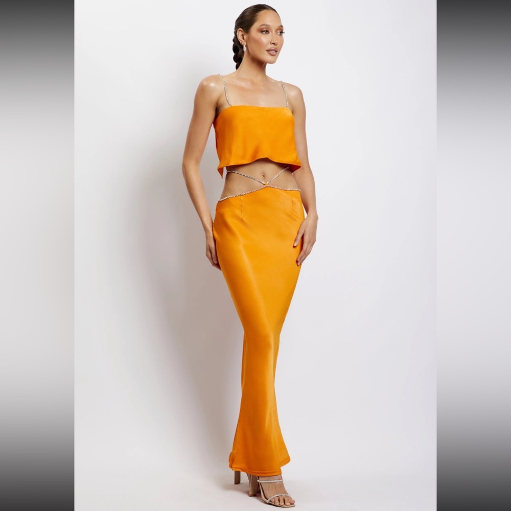 Meshki tangerine Diamente skirt and top set. NWT